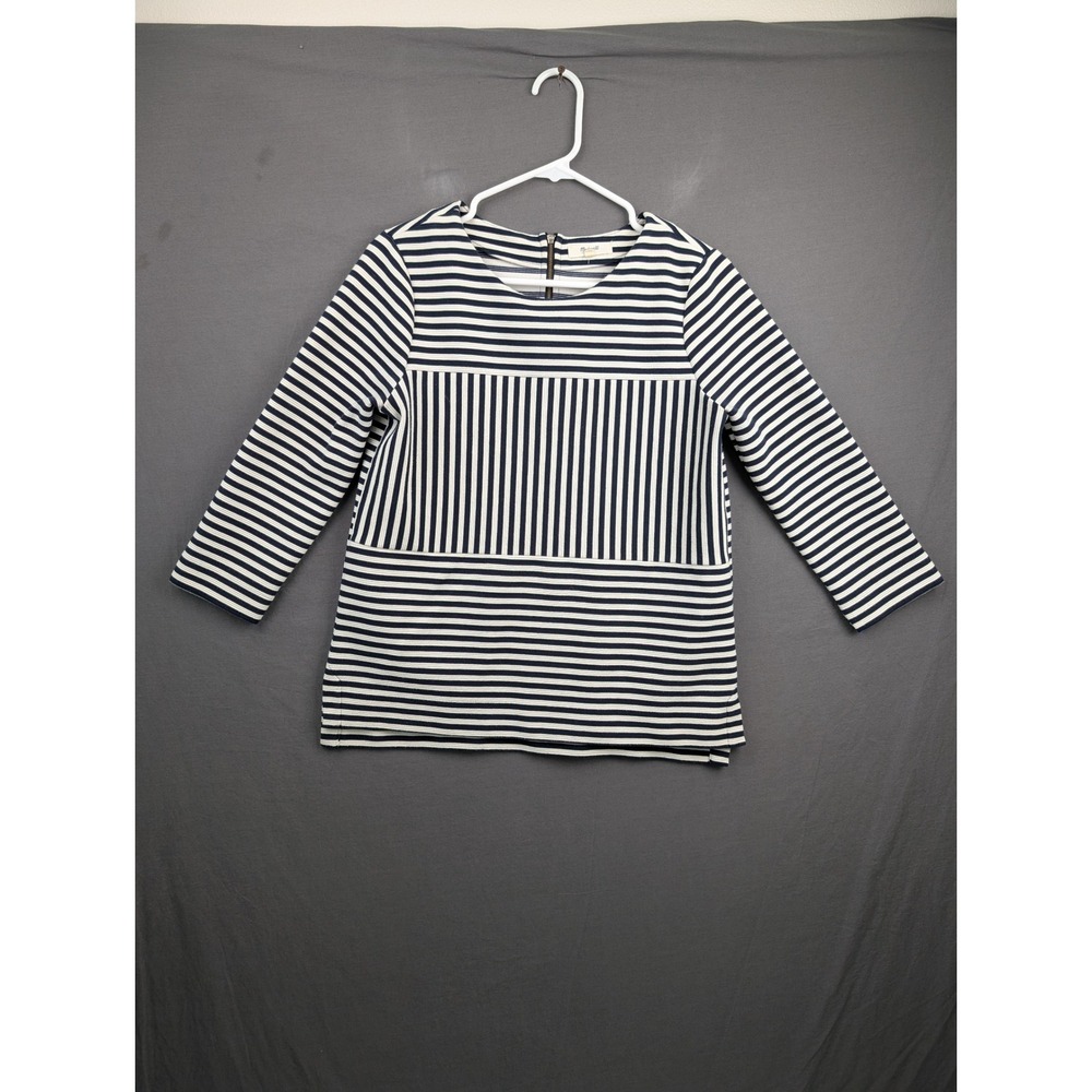 Madewell Womens Navy White Striped 3/4 Sleeve Top Style Size Medium